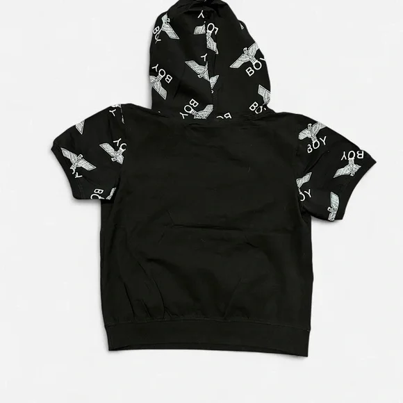 Boy London Black Short-Sleeve Hoodie – Silver Eagle Size: 7-8 Boys - Picture 3 of 5